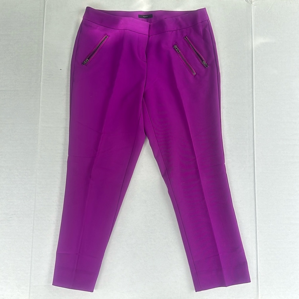 Worthington Womens Crop Length Pants Petite Size 2P Purple Slim Fit